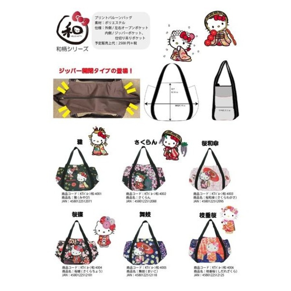 Sanrio Hello Kitty Balloon Tote Kimono Sakura‎ Zip Shoulder Bag Japan Exclusive - Picture 14 of 14